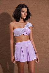 Kira Knotted One shoulder Top - Lilac